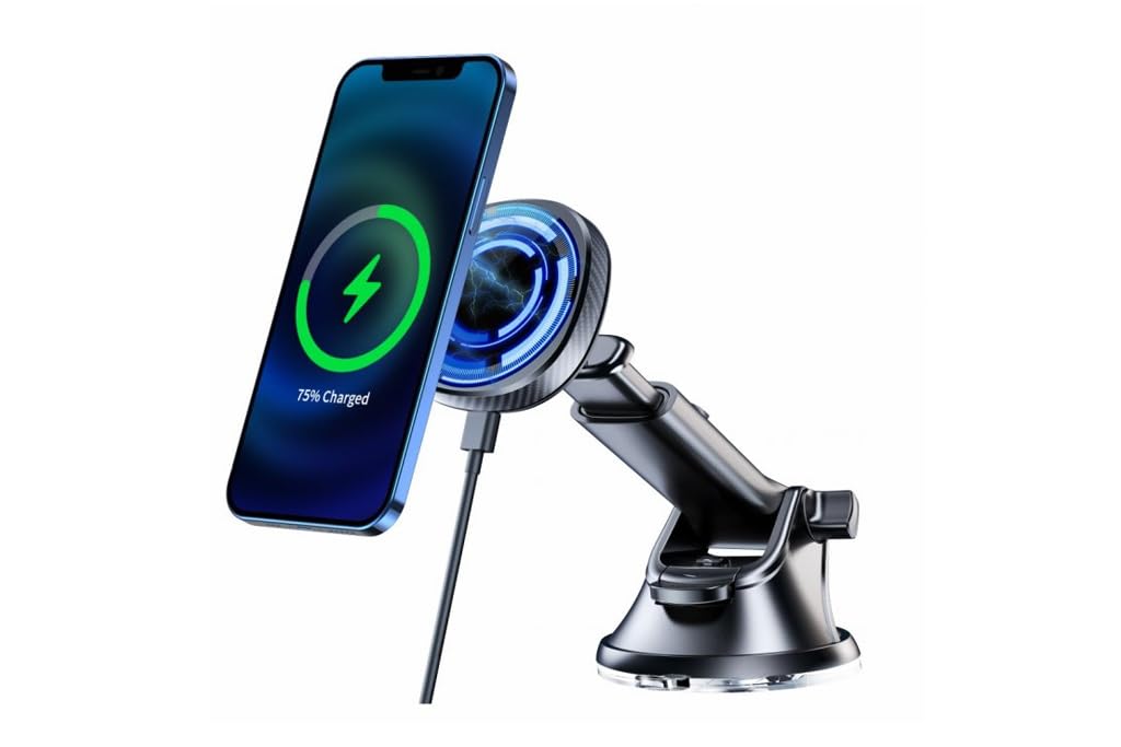 Desconocido Swissten Magnetic Car Holder with Wireless Charger 15W (MagSafe Compatible)