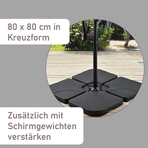 Juskys Ampelschirm Brazil 300 cm Kurbel Ständer — UV-Schutz wasserabweisend knickbar — Sonnenschirm Marktschirm… – Bild 5