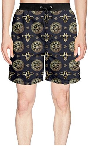 truye rrelk Unique Gold Bee Loose Mens Beach Shorts