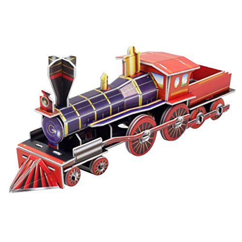 Happy Cherry Kids Paper 3D Jigsaw Puzzle DIY Model Assembly Early-education Puzzle Toys - Steam Train