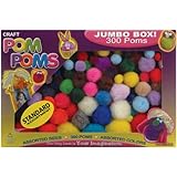 Pepperell Assorted Pom Poms, Standard Colors, 300 Per Package