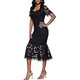 Viwenni Women's Vintage Lace Wedding Guest Formal Cocktail Dresses