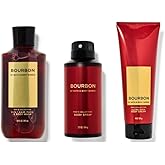 Bath & Body Works Bourbon - Ultra Shea Body Cream 8 oz, 2-in-1 Hair + Body Wash 10 oz & Deodorizing Body Spray 3.7 oz - Set