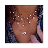 Edary Layered Necklaces Gold choker with Evil Eye rhinestone and Star Jewelry for Women and Girls