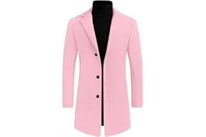 Lars Amadeus Men's Trench Coat Slim Fit Winter Notched Lapel Single Breasted Long Jacket Overcoat