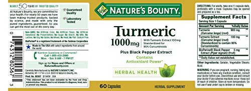 Nature's Bounty Turmeric Pills - Joint Support & Antioxidant, 1000mg, 60 Capsules - Image 2