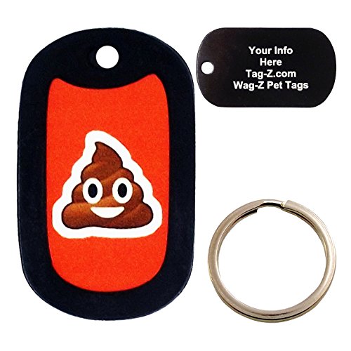 Custom Engraved Pet Tag - Poo Emoji- Orange - Dog Tag - Tag-Z Wag-Z