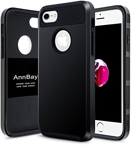 iPhone 7 Case, AnnBay 2in1 High Impact Hard Hybrid Dual Layer Shock-Absorbing Anti-Scratches Drop Protection Flexible TPU Scratch Resistant for Apple iPhone 7(2016) (Black+Black)