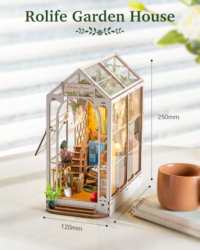Rolife Book Nook DIY Miniature House Kit DIY Model Adult with Lights Library Decoration Book Living Room Booknook Puzzle 3D Wood Bookends Diorama Gift Idea Woman