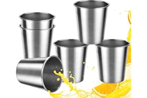 8oz Stainless Steel Cups, Inkurie 6 Pack Stackable Metal Cups Unbreakable Water Tumblers Reusable Metal Drinking Glasses Shat