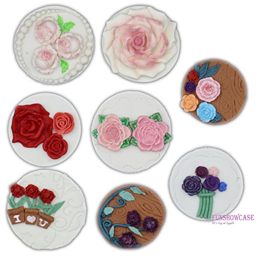 Funshowcase 21 Cavity Roses Collection Fondant Candy Silicone Mold for Sugarcraft Cake Decoration, Cupcake Topper, Polymer Clay, Soap Wax Making Crafting Projects
