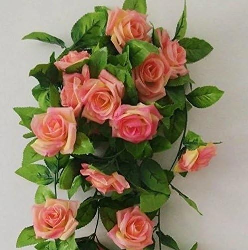 1 X Artificial Rose Silk Flower Green Leaf Vine Garland Home Wall Party Decor Wedding Decal