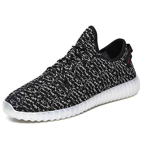 DeLamode Men Colorful Usb Charging Led Light Luminous Footwear Sport Shoes