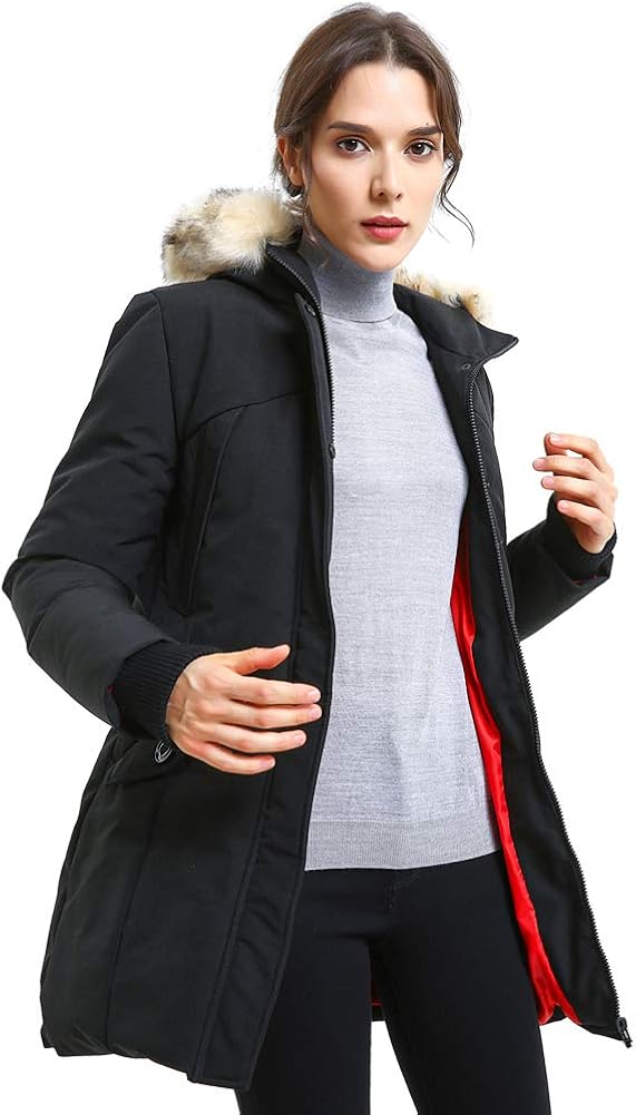 PUREMSX Women's Padded Jacket, Ladies Long Thicken Parka Faux Fur Down Alternative Winter Hooded Outwear Warm Overcoat XS-XXL: Clothing