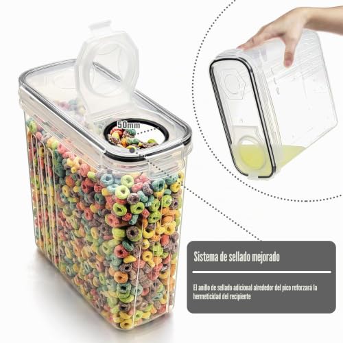 Wildone 8 x 2.5L Airtight Cereal Dry Food Containers for Sugar, Flour etc Black Leak Proof Lids