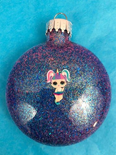 LOL Surprise Dolls UNICORN Blue And Pink Shimmering Glass Christmas Ornament