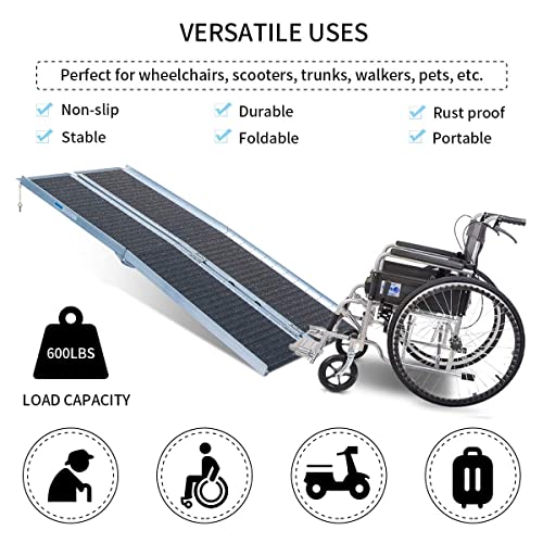 6FT NonSkid Traction Folding Aluminum Wheelchair Ramp Scooter Mobility