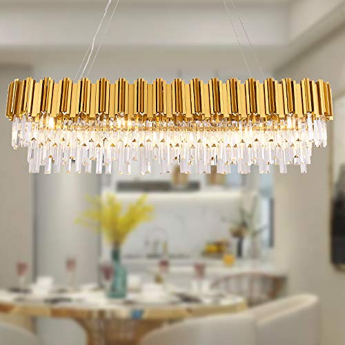 MEELIGHTING W51" Luxury Modern Crystal Linear Chandelier Lights Pendant
