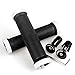 LYCAON Bike Handlebar Grips, Non-Slip-Rubber Adjustable Bicycle Handle Grip with Aluminum Lock, Mountain Road Foldable Bike MTB BMX with Two Rubber Aluminum Expandable End Caps (White)