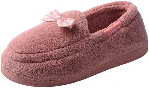 UIESUN Unisex Bowknot Loafer Slippers Velvet Non Slip Indoor Outdoor House Women Purple 38/39