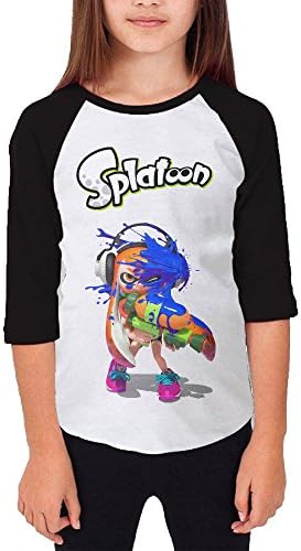 Tishop Splatoon Game Teenager Girl Baseball Raglan Tshirt Black XL