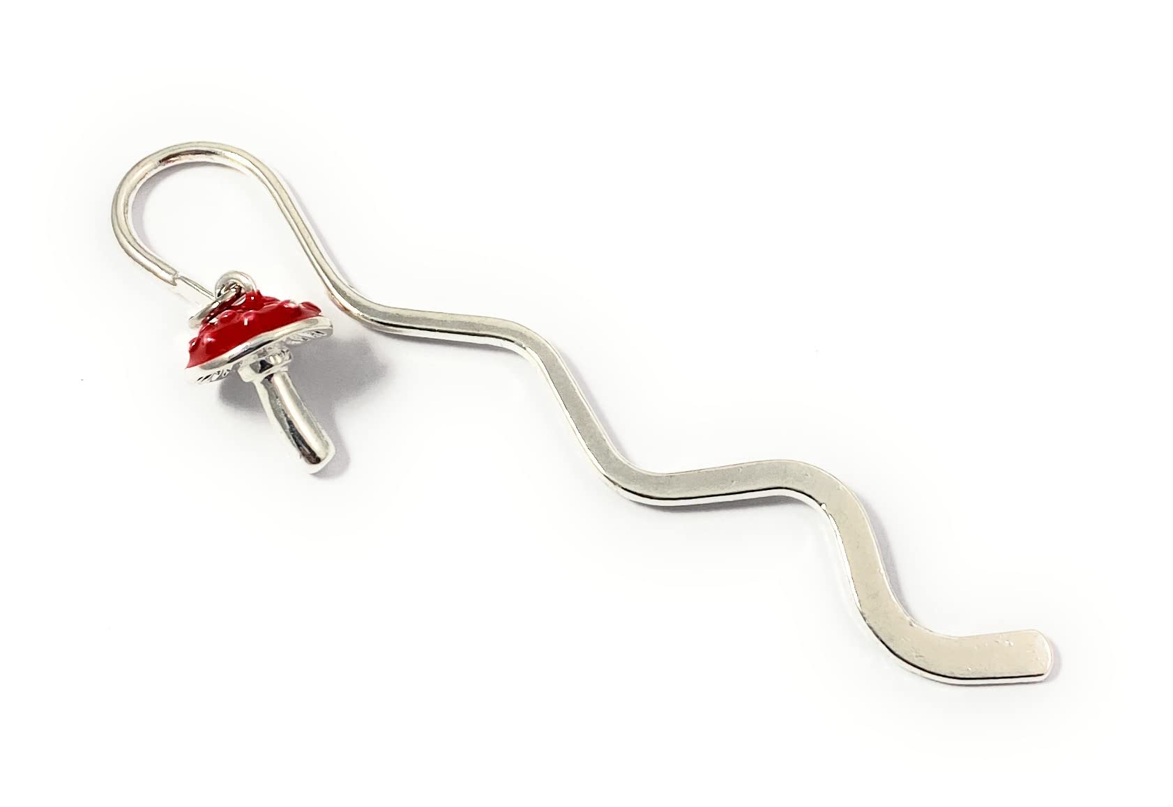 FizzyButton Gifts Mushroom Toadstool Silver Tone Mini Bookmark with 3D Enamel Charm in Gift Bag