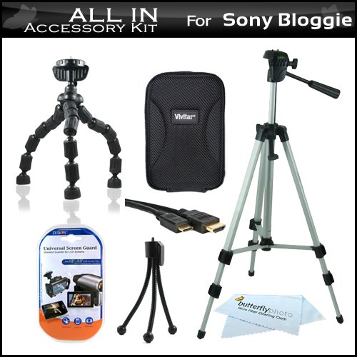 All In Accessories Bundle Kit For Sony Bloggie Duo MHS-FS2 Video Camera Includes Hard Case + 50" Tripod w/ Case + Flexible Tripod + Mni HDMI Cable + LCD Screen Protectors + Mini Tabletop Tripod + More