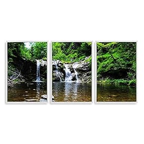 3 Piece Framed Canvas Wall Art for Living Room, Bedroom Waterfall in Deep Forest of Croatia Canvas Prints for Modern Home Decoration Ready to Hang - 16"x24"x3 Panels