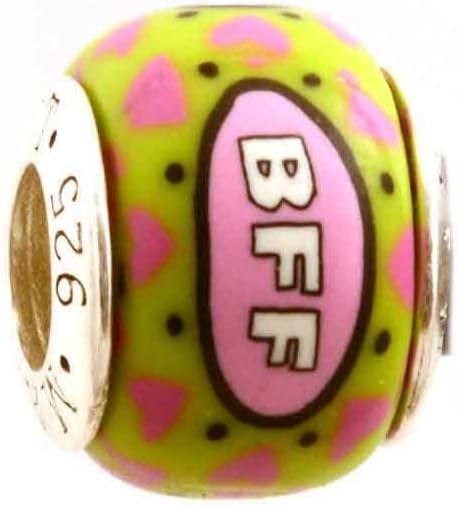 BFF Besties Best Friend Friends Forever Charm for Add-A-Bead Bracelets Clay & Sterling Silver by MAYselect