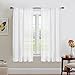 NICETOWN Sheer Curtains 63 inch Length 2 Panels - High Thread Kitchen Window White Semi Transparent Short Curtains Rod Pocket & Back Tab Voile Draperies/Drapes for Bedroom, 54 inches Width