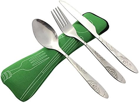 MayULike Camping Cutlery Utensils Set of Military Grade Stainless Steel Fork, Spoon and Knife