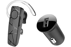 TELLUR VOX 60 Bluetooth Headset, Handsfree Earpiece, BT v5.2, Multipoint Two Simultaneous Connected Devices, 360° Hook for Right or Left Ear, iPhone and Android, Car Charger Included