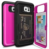 Galaxy S6 Case, TORU [CX PRO] - [CARD SLOT] [ID Holder] [KICKSTAND] Protective Hidden Wallet Case with Mirror for Samsung Galaxy S6 - Hot Pink