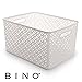 BINO l Plastic Storage Bins, XLarge - White l THE BLOSSOM COLLECTION l Multi-Use Organizer Bin l Built-in Handles l Plastic Woven Basket for Organizing l Pantry Storage Basket l Home Organizing Basket