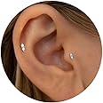 2 Pairs 20G/18G/16G Dainty Stud Earrings, Cubic Zirconia Screw Flat Back Drop Earrings & Tiny Birthstone Dangle Earrings