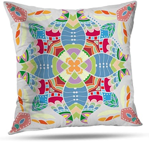 Kutita Decorative Pillow Covers,Decorative Ethnic Mandala Flower Ornament Geometric Throw Pillow Case Cushion for Sofa Living Room 20X20 Inch