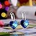 LadyRosian “Love Heart” 925 Sterling Silver Hook Dangle Love Earrings with Blue Swarovski Crystals Fashion Jewelry Simple Gifts for Sisters Best Friends (Blue)