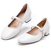 hingswink Mary Jane Shoes Women Low Heels Dress Shoes Pumps Low Heel 2 Inch Chunky Heel Mary Janes Pumps with Adjustable Ankle Strap for Women Dressy Casual