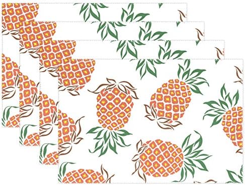 Cicily Pineapple Placemats Set of 6 Washable Heat Resistant Durable Stain Resistant Polyester Dining Table Kitchen Living Room,12x18 inches