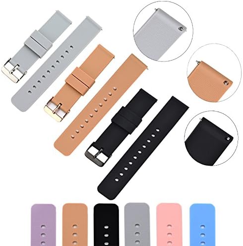 XiangMi Soft Silicone Watchband Strap Quick Release Rubber Surface with Textured Non-Slip Back - Variety Color & Size for Choose - Watch Starp for Women Men