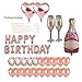 Kwayi Birthday Party Decorations. Gold Rose Happy Birthday Party Set with Large Champagne Foil Balloon Gold Rose Balloon and Confetti Balloon 37Pcs for Birthday Party Supplies
