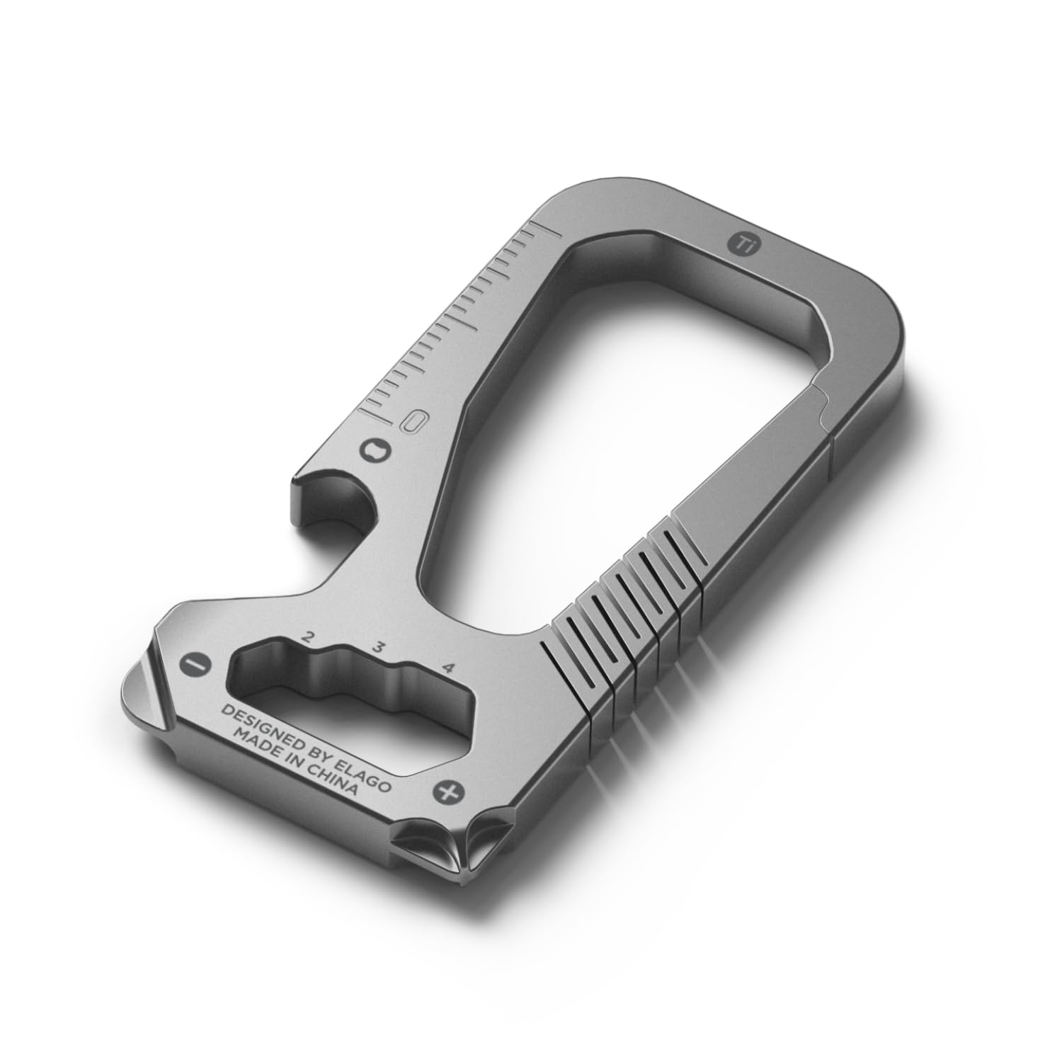 elago Titanium EDC Carabiner Keychain with Screwdriver, Flathead, Hex Key, Ruler, Bottle Opener, Multi-Functional, Durability, Lightweight, Strong