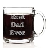 Best Dad Ever Coffee Mug Makes the Perfect Gift for Father's Day, Christmas and Birthdays. 13 Oz Clear Glass Funny Novelty Cup.