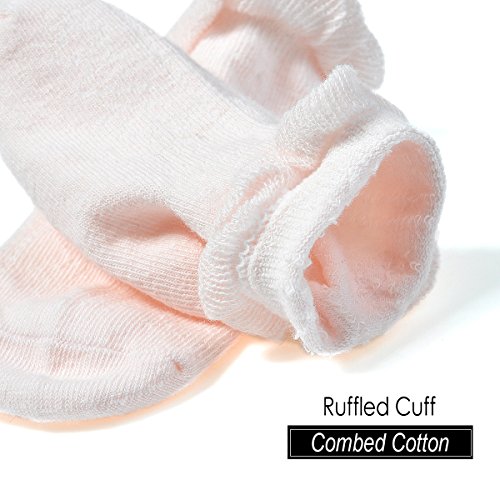 Epeius BabyGirls Non Slip Ruffle Frilly Ankle Socks Pointelle (Pack of