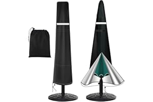 VIADOM Umbrella Covers for Outdoor Umbrellas 9-12ft, Patio Umbrella Cover 420D Oxford Fabric Heavy Duty Outdoor Umbrellas Covers Waterproof Windproof Anti-UV Garden Parasol Cover with Storage Bag, Black