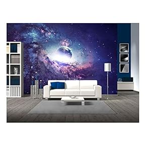 Wall26 - Purple Galaxy Planet Space Stars - Canvas Art Wall Decor - 66x96 inches