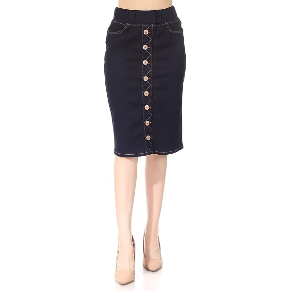 DKNY Women's Pleated Everyday Midi Skirt - High Waist Elastic Waistband