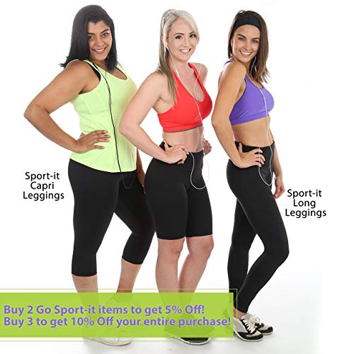 Sport-it Yoga Leggings Tights Workout Pants With Pockets - Women's Active Wear (Black/Small)