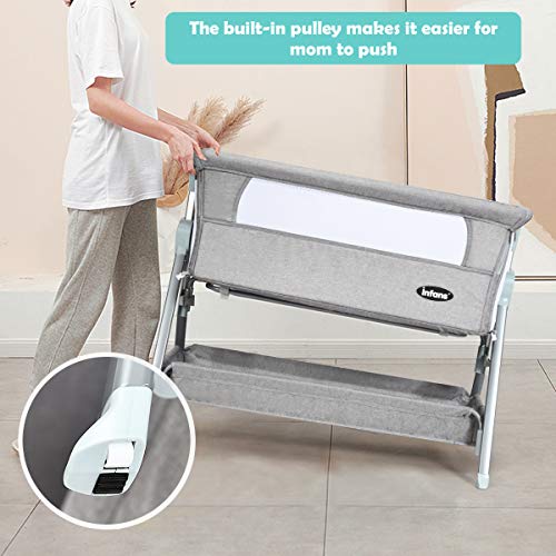 INFANS Baby Bedside Crib, Newborn Sleeper w/ Large Storage