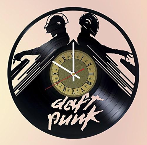 Daft Punk's Electroma vinyl wall clock - handmade artwork home bedroom living kids room nursery wall decor great gifts idea for birthday, wedding, anniversary - customize your (Gold/White)